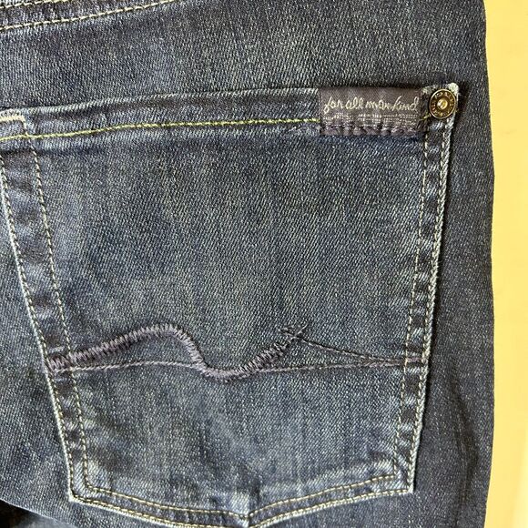 7 For All Mankind Slimmy Blue Dark Wash Mid-Rise Slim Fit Jeans Size 32 - Picture 7 of 13